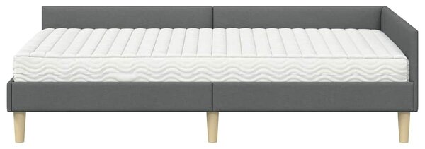 Kutni krevetni okvir s madracem s madracem 2 pcs Siva tkanina - Crvena / 80 x 200 cm