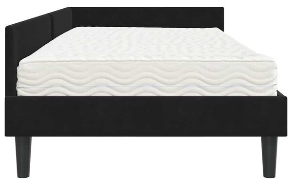 Kutni krevetni okvir s madracem Ostalo 2 pcs Crna Baršun - Crna / 80 x 200 cm