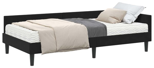 Kutni krevetni okvir s madracem Ostalo 2 pcs Crna Baršun - Crna / 80 x 200 cm