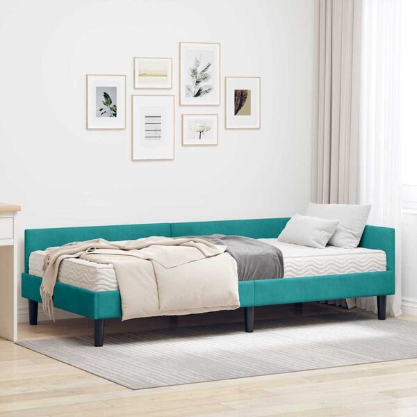 Kutni krevetni okvir s madracem Ostalo 2 pcs Tirkizna Baršun - Tirkizna / 80 x 200 cm
