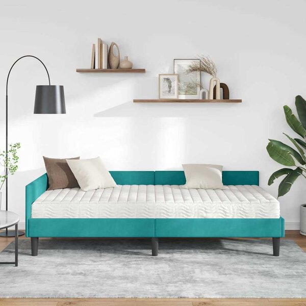 Kutni krevetni okvir s madracem Ostalo 2 pcs Tirkizna Baršun - Tirkizna / 80 x 200 cm