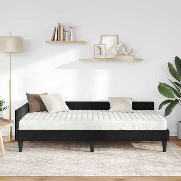 Kutni krevetni okvir s madracem Ostalo 2 pcs Crna Baršun - Crna / 80 x 200 cm