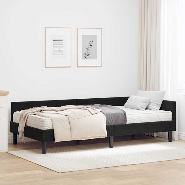Kutni krevetni okvir s madracem Ostalo 2 pcs Crna Baršun - Crna / 80 x 200 cm