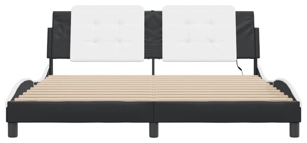 Okvir kreveta s LED-om bez madraca Zadar crno-bijeli 180 x 200 cm - Crna / 180 x 200 cm