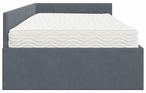 Kutni krevetni okvir s madracem Ostalo 2 pcs Siva Baršun - Siva / 80 x 200 cm