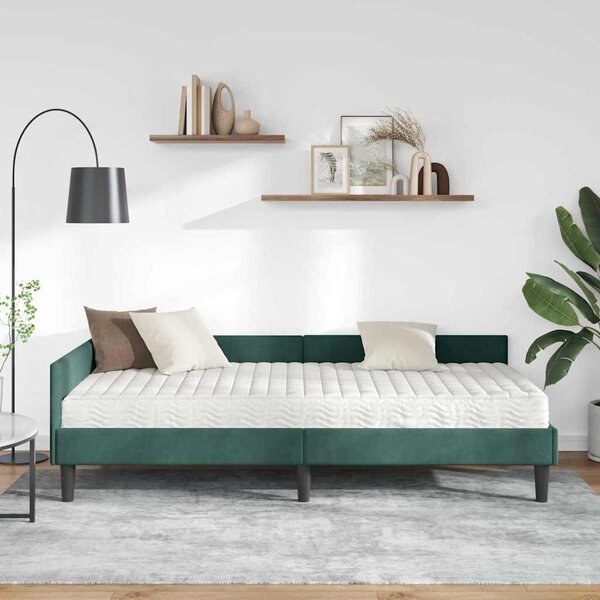 Kutni krevetni okvir s madracem Ostalo 2 pcs Zelena Baršun - Zelena / 80 x 200 cm