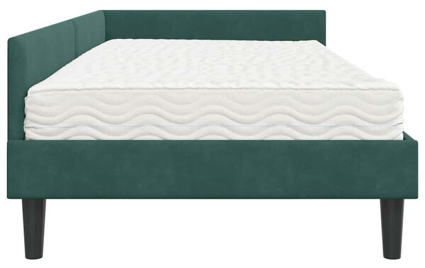 Kutni krevetni okvir s madracem Ostalo 2 pcs Zelena Baršun - Zelena / 80 x 200 cm