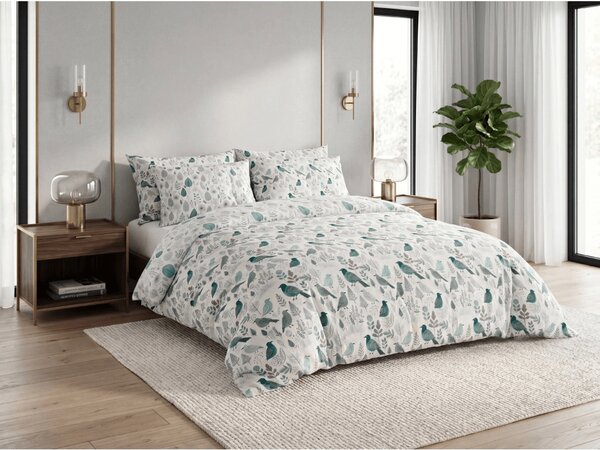 Polipamučna posteljina LEAFBIRD POLY bijelo-zelena Dimenzije posteljine: 70 x 90 cm | 140 x 200 cm