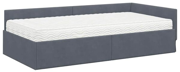 Kutni krevetni okvir s madracem Ostalo 2 pcs Siva Baršun - Siva / 80 x 200 cm