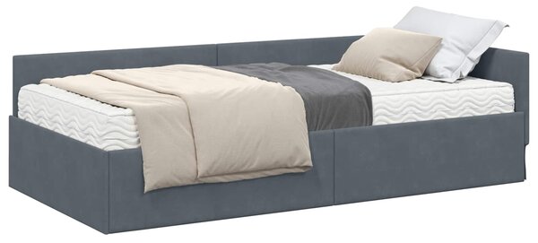 Kutni krevetni okvir s madracem Ostalo 2 pcs Siva Baršun - Siva / 80 x 200 cm
