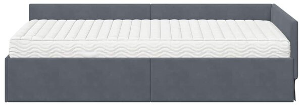 Kutni krevetni okvir s madracem Ostalo 2 pcs Siva Baršun - Siva / 80 x 200 cm