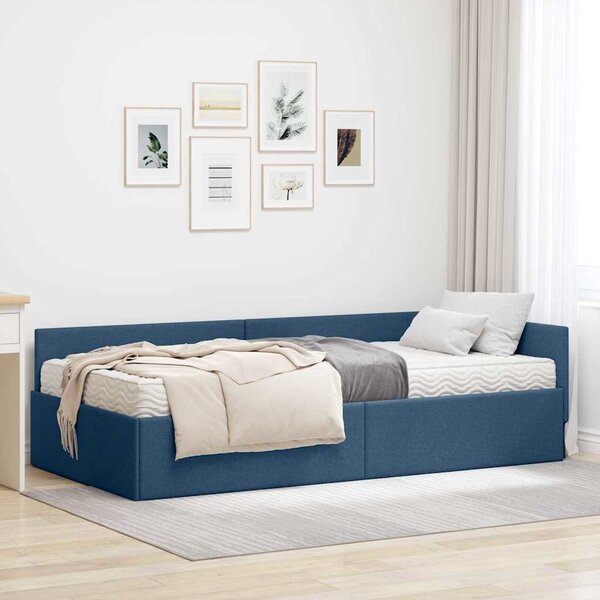 Kutni krevetni okvir s madracem Ostalo 2 pcs Plava tkanina - Plava / 80 x 200 cm