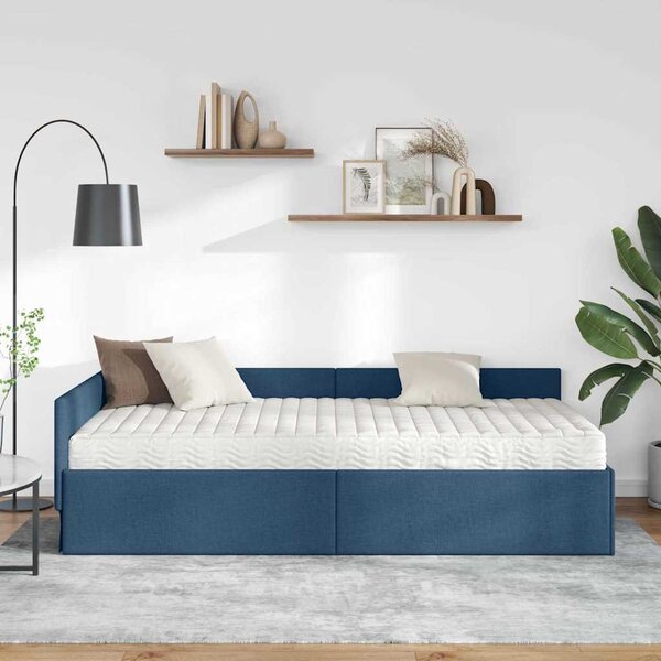 Kutni krevetni okvir s madracem Ostalo 2 pcs Plava tkanina - Plava / 80 x 200 cm