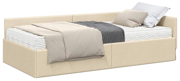 Kutni krevetni okvir s madracem Ostalo 2 pcs Krema tkanina - Krem / 100 x 200 cm