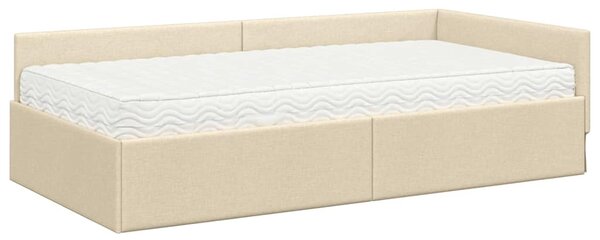 Kutni krevetni okvir s madracem Ostalo 2 pcs Krema tkanina - Krem / 100 x 200 cm