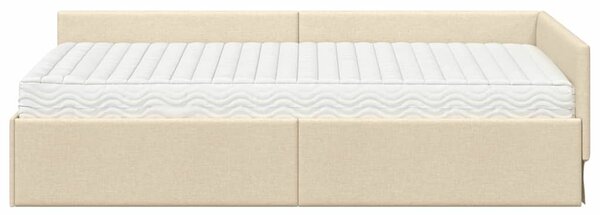 Kutni krevetni okvir s madracem Ostalo 2 pcs Krema tkanina - Krem / 100 x 200 cm