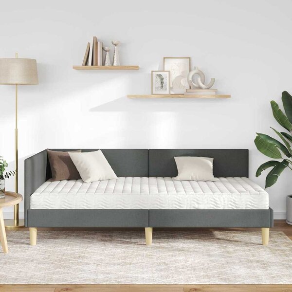 Kutni krevetni okvir s madracem Ostalo 2 pcs Siva tkanina - Siva / 80 x 200 cm