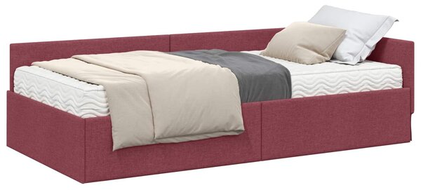 Kutni krevetni okvir s madracem Ostalo 2 pcs Crvena tkanina - Crvena / 80 x 200 cm