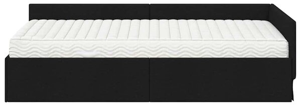 Kutni krevetni okvir s madracem Ostalo 2 pcs Crna tkanina - Crna / 80 x 200 cm