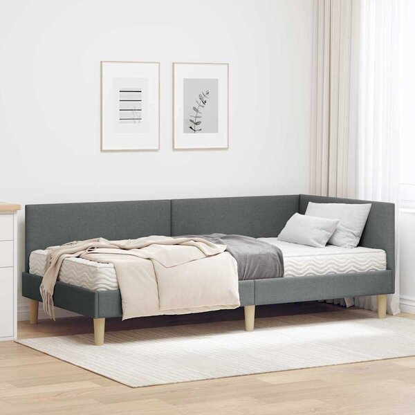 Kutni krevetni okvir s madracem Ostalo 2 pcs Siva tkanina - Siva / 80 x 200 cm
