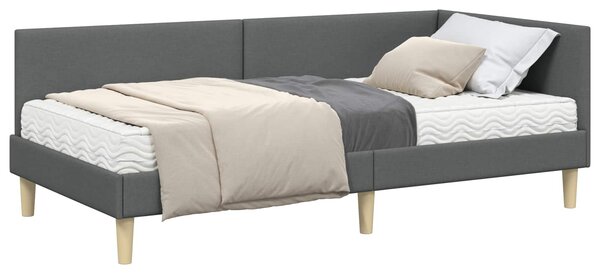 Kutni krevetni okvir s madracem Ostalo 2 pcs Siva tkanina - Siva / 80 x 200 cm