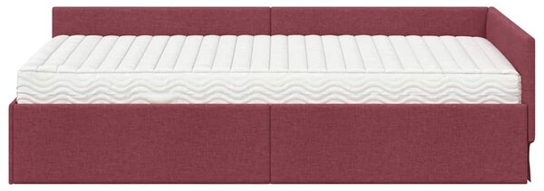 Kutni krevetni okvir s madracem Ostalo 2 pcs Crvena tkanina - Crvena / 80 x 200 cm