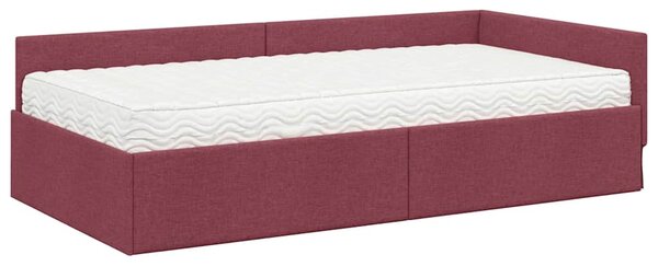 Kutni krevetni okvir s madracem Ostalo 2 pcs Crvena tkanina - Crvena / 80 x 200 cm