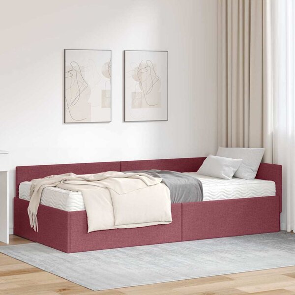 Kutni krevetni okvir s madracem Ostalo 2 pcs Crvena tkanina - Crvena / 80 x 200 cm