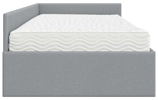 Kutni krevetni okvir s madracem 2 pcs Svijetlo siva tkanina - Svjetlosiva / 80 x 200 cm