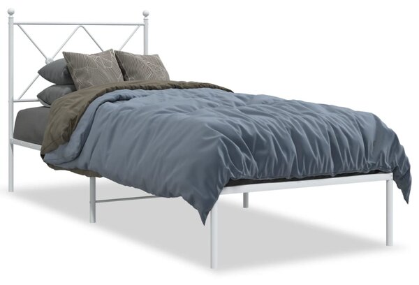 Metalni okvir krevet bez madraca s uzglavljem bijeli 75x190 cm - Bijela / 75 x 190 cm