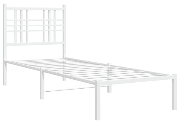 Metalni okvir krevet bez madraca s uzglavljem bijeli 75x190 cm - Bijela / 75 x 190 cm