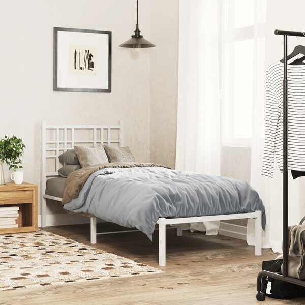 Metalni okvir krevet bez madraca s uzglavljem bijeli 75x190 cm - Bijela / 75 x 190 cm