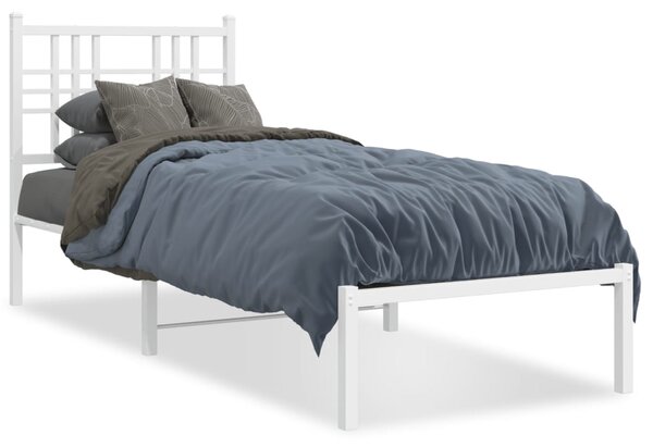 Metalni okvir krevet bez madraca s uzglavljem bijeli 75x190 cm - Bijela / 75 x 190 cm