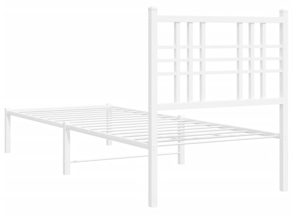 Metalni okvir krevet bez madraca s uzglavljem bijeli 75x190 cm - Bijela / 75 x 190 cm