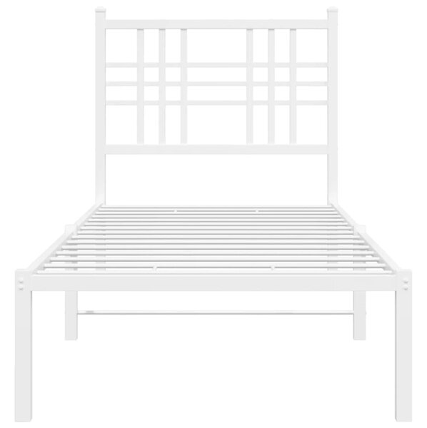 Metalni okvir krevet bez madraca s uzglavljem bijeli 75x190 cm - Bijela / 75 x 190 cm