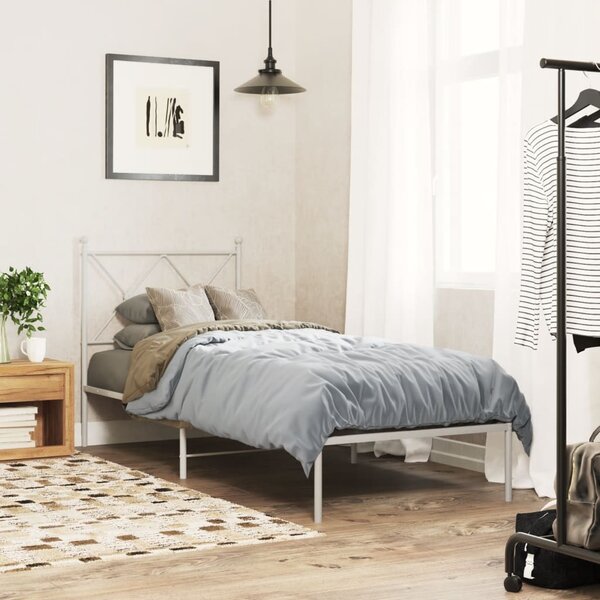 Metalni okvir krevet bez madraca s uzglavljem bijeli 75x190 cm - Bijela / 75 x 190 cm