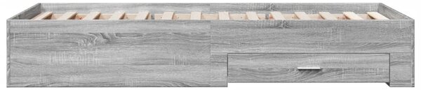 Okvir kreveta s ladicama siva boja hrasta 75 x 190 cm drveni - Siva / 75 x 190 cm