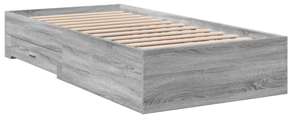 Okvir kreveta s ladicama siva boja hrasta 75 x 190 cm drveni - Siva / 75 x 190 cm