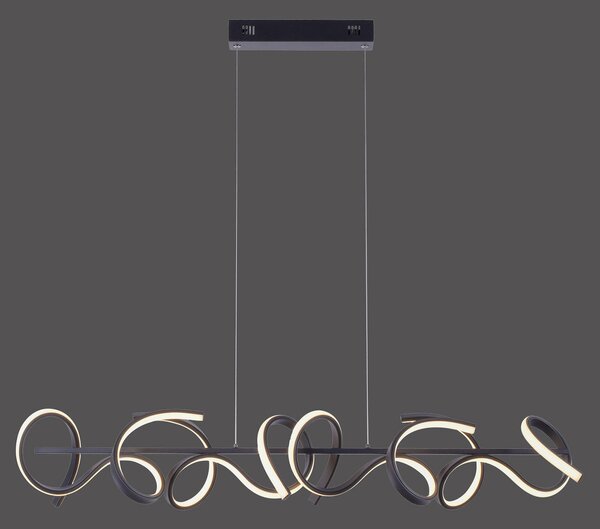 JUST LIGHT. GmbH Curls LED viseća svjetiljka, crna, metalna, dužine 99 cm, mogućnost prigušivanja, prigušiva, Crno, Dnevni boravak/blagovaonica, Metal