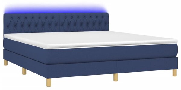 Krevet box spring s madracem LED plavi 160x200 cm od tkanine - Plava / 160 x 200 cm