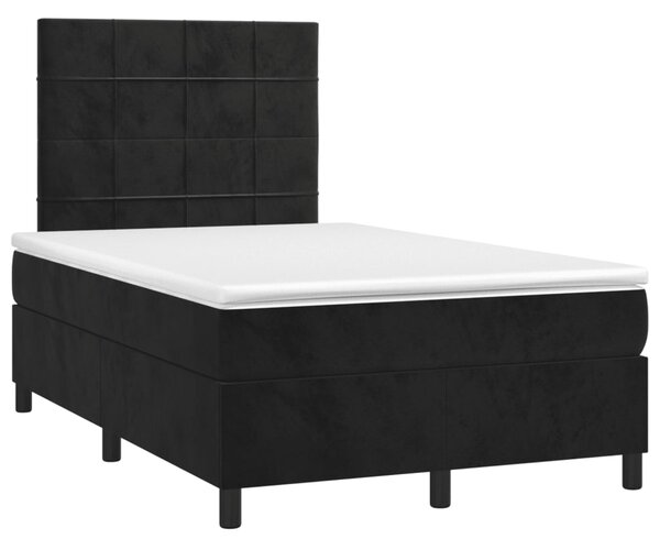 Krevet box spring s madracem LED crni 120 x 190 cm baršunasti - Crna / 120 x 190 cm