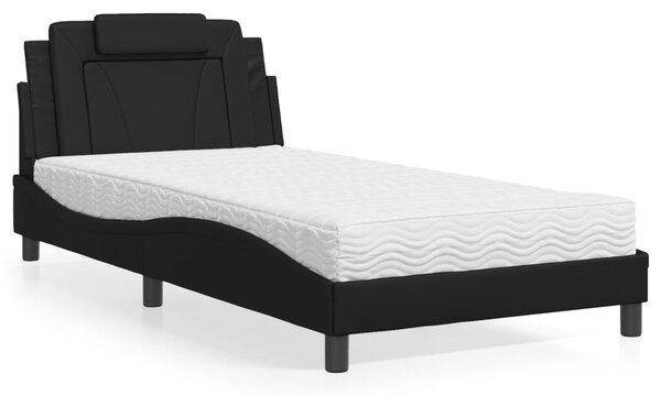 Krevet Viana s madracem crni 100 x 200 cm od umjetne kože - Crna / 100 x 200 cm
