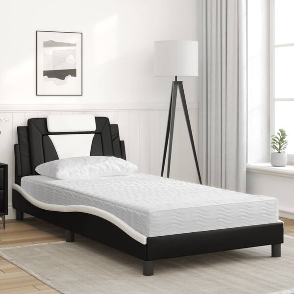Krevet Viana s madracem crno-bijeli 100 x 200 cm od umjetne kože - Crna / 100 x 200 cm