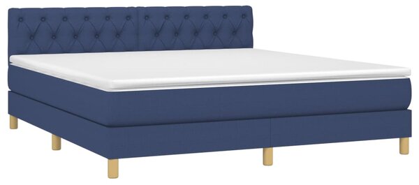 Krevet box spring s madracem LED plavi 160x200 cm od tkanine - Plava / 160 x 200 cm