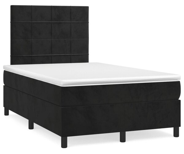 Krevet box spring s madracem LED crni 120 x 190 cm baršunasti - Crna / 120 x 190 cm
