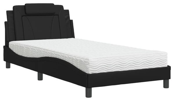Krevet Viana s madracem crni 100 x 200 cm od umjetne kože - Crna / 100 x 200 cm