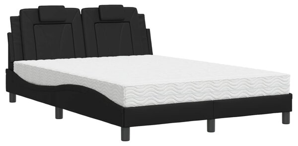 Krevet Viana s madracem crni 120 x 200 cm od umjetne kože - Crna / 120 x 200 cm
