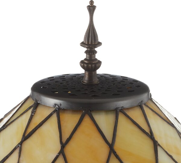 Clayre&Eef Dekorativna podna lampa Diamond sa Tiffany sjenilom, Bež, Dnevni boravak/blagovaonica, Staklo
