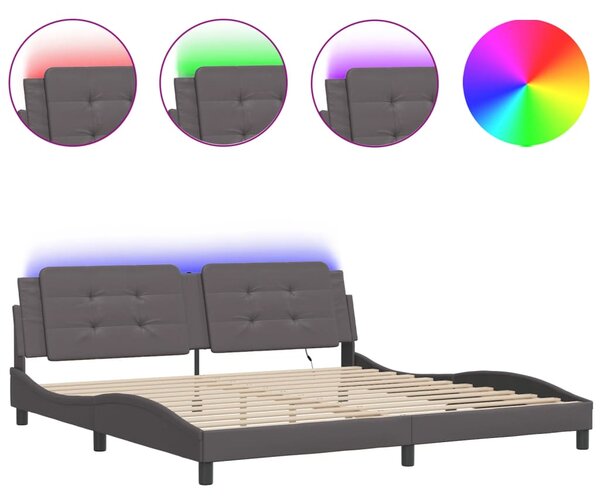 Okvir kreveta s LED-om bez madraca Zadar sivi 200 x 200 cm - Siva / 200 x 200 cm