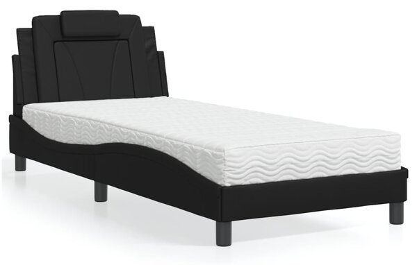 Krevet Viana s madracem crni 80 x 200 cm od umjetne kože - Crna / 80 x 200 cm